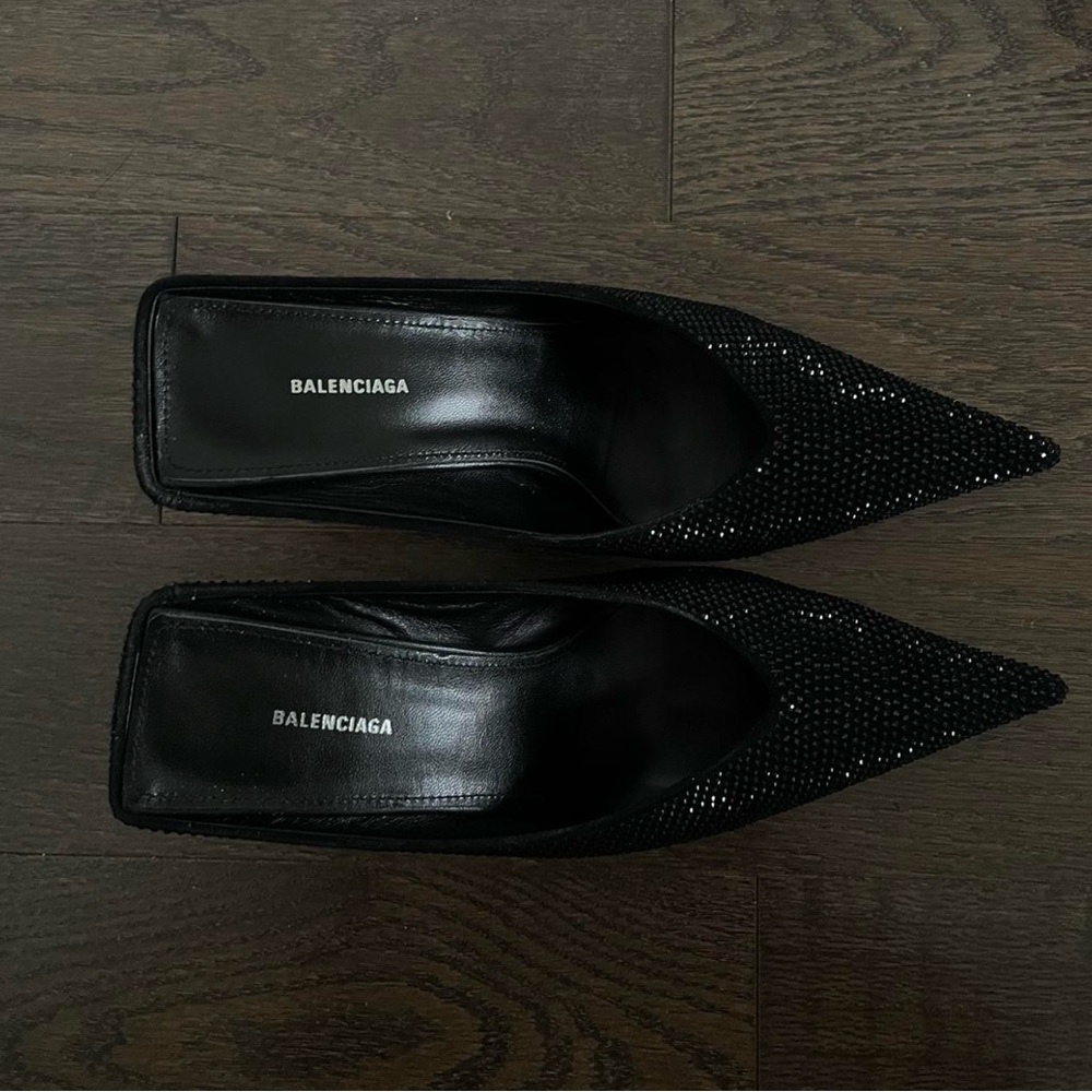 Balenciaga Black Embellished Pointed Heels